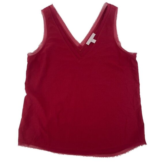 Chelsea28 Size M Sleeveless Gauze Raw Edge Maroon Burgundy Blouse - Picture 1 of 8